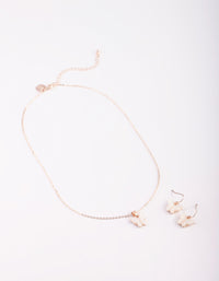 Rose Gold Butterfly Necklace & Earring Set - link has visual effect only