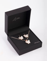 Rose Gold Butterfly Necklace & Earring Set - link has visual effect only