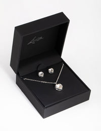 Silver Heart Necklace & Earrings Set - link has visual effect only