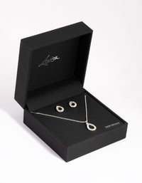 Silver Diamante Teardrop Necklace & Earring Set - link has visual effect only