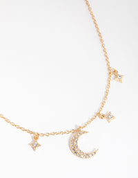 Gold Star & Moon Diamante Necklace - link has visual effect only