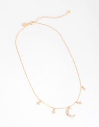 Gold Star & Moon Diamante Necklace - link has visual effect only