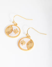 18ct Gold Plated Cubic Zirconia Shell Coin Earrings - link has visual effect only