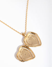 18ct Gold Plated Cubic Zirconia Heart Locket Necklace - link has visual effect only