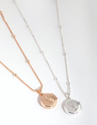 Silver & Rose Gold Plated Round Locket Necklace Set - link has visual effect only