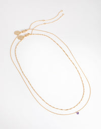 18ct Gold Plated February Amethyst Cubic Zirconia Necklace Set - link has visual effect only