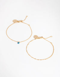 18ct Gold Plated October Opal Bracelet Set - link has visual effect only