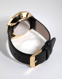 Gold Simple Roman PU Strap Watch - link has visual effect only