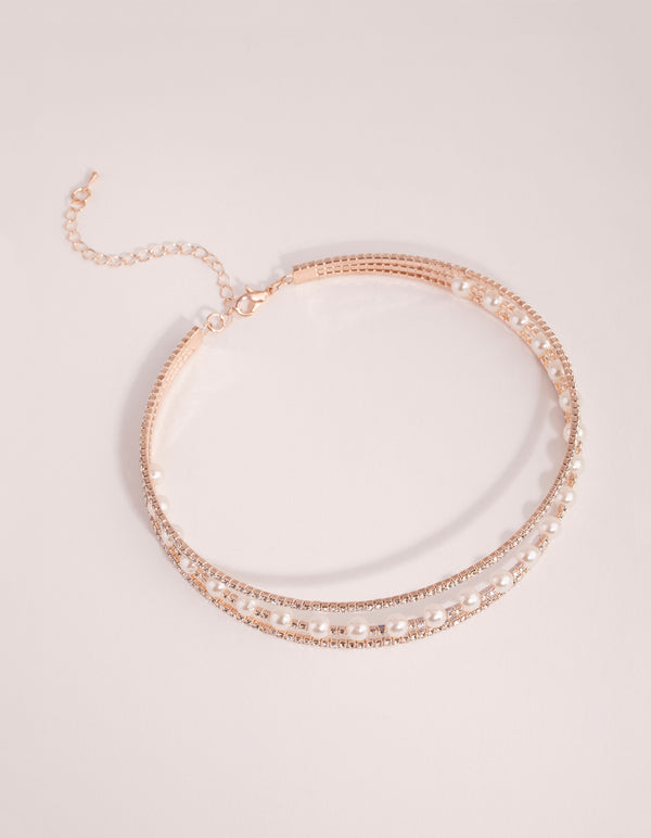 Rose Gold Diamante Cupchain Choker