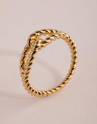 Gold Plated Twisted Knot Ring - link has visual effect only