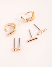 Gold Geometric Stud & Huggie Earring Pack - link has visual effect only