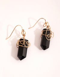 Gold Coil Wrapped Onyx Drop Earrings - link has visual effect only