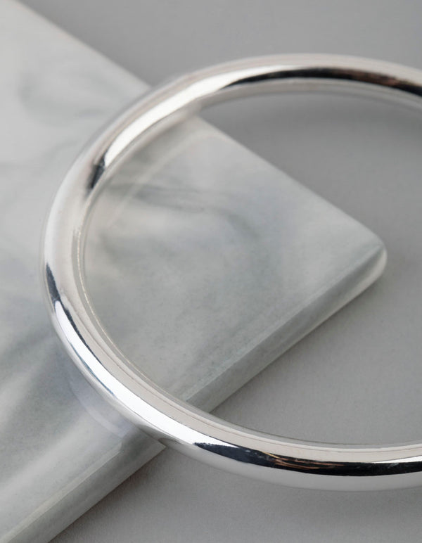 Silver Plated Brass Solid Bangle Bracelet