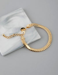 18ct Gold Plated Brass Flat Chain Bracelet - link has visual effect only