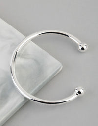 Silver Plated Brass Ball End Cuff Bracelet - link has visual effect only