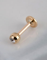 9ct Gold Cubic Zirconia Ball Flat Back - link has visual effect only