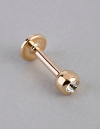 9ct Gold Cubic Zirconia Ball Flat Back - link has visual effect only