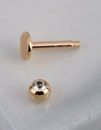 9ct Gold Cubic Zirconia Ball Flat Back - link has visual effect only