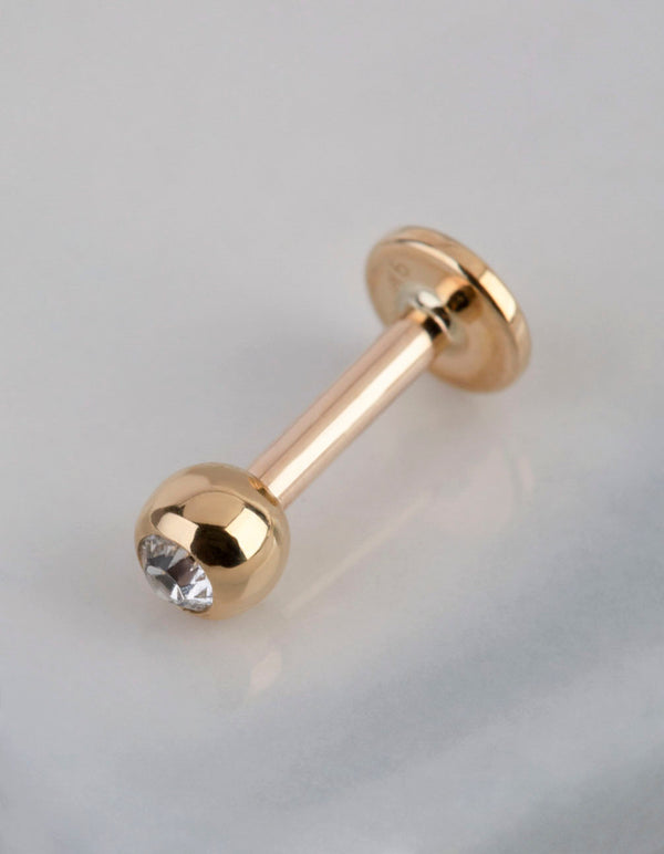 9ct Gold Cubic Zirconia Ball Flat Back