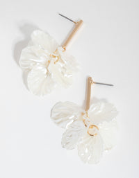 Gold Pearlised Petal Drop Earrings - link has visual effect only