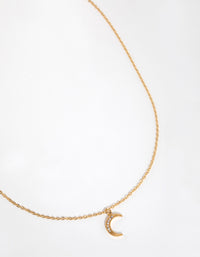 Gold Plated Surgical Steel Pave Moon Necklace - link has visual effect only