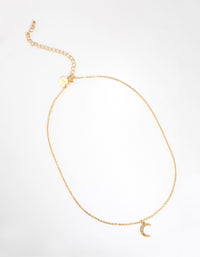 Gold Plated Surgical Steel Pave Moon Necklace - link has visual effect only