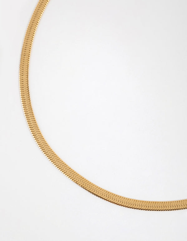 Gold Plated Surgical Steel Herringbone Necklace