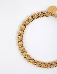 Gold Plated Surgical Steel Curb Chain Bracelet - link has visual effect only