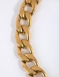 Gold Plated Surgical Steel Curb Chain Bracelet - link has visual effect only