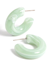 Green Acrylic Chubby Swirl Open Hoop Earrings - link has visual effect only