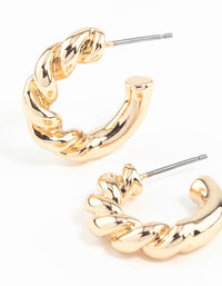 Gold Rope Twist Huggie Earrings - link has visual effect only