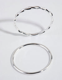 Sterling Silver Twisted & Polished Ring Set - link has visual effect only