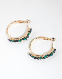 Blue & Green Cluster Diamante Hoop Earrings - link has visual effect only