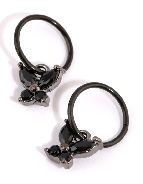 Matte Black Butterfly Sleeper Earrings