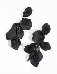 Matte Black Petal Drop Earrings - link has visual effect only