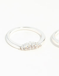 Silver Plated Round Cubic Zirconia Ring Set - link has visual effect only