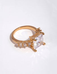 Gold Princess Cut Cubic Zirconia Ring - link has visual effect only