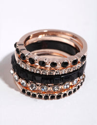 Rose Gold Black Stone Ring 4-Pack - link has visual effect only