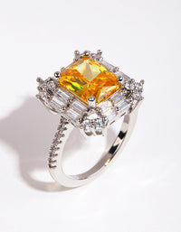 Silver Radiant Citrine Cubic Zirconia Ring - link has visual effect only