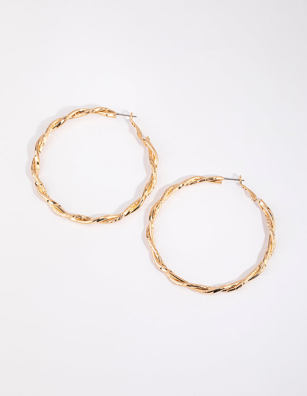 Gold Double Twist Hoop Earrings