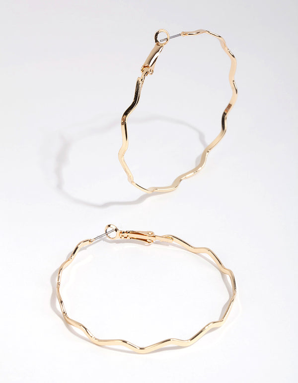 Gold Wiggle Hoop Earrings