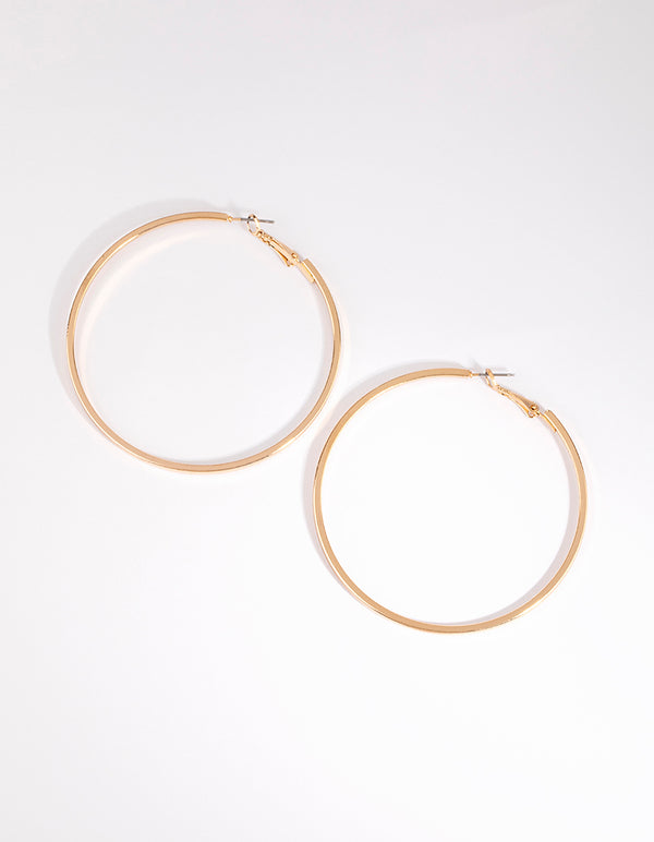 Gold Large Flat Hoop Earrings