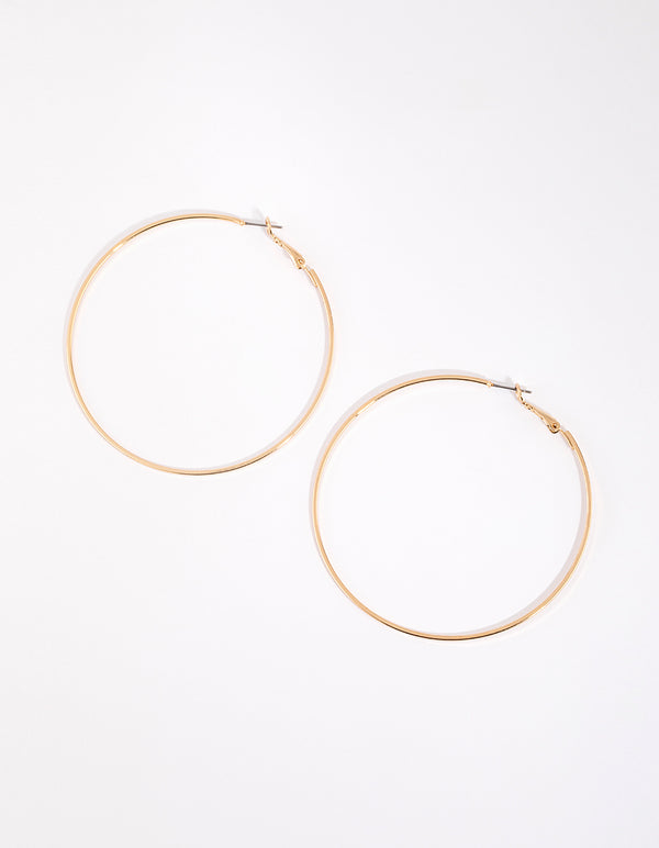 Gold Flat Edge Hoop Earrings