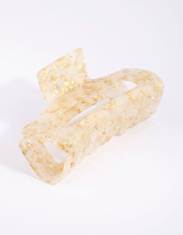 Gold Flecked Rectangular Acrylic Claw