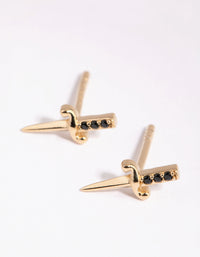 Gold Plated Sterling Silver Dagger Stud Earrings - link has visual effect only