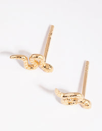 Gold Plated Sterling Silver Curled Snake Stud Earrings - link has visual effect only