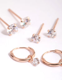 Rose Gold Plated Sterling Silver Cubic Zirconia Earring Pack - link has visual effect only