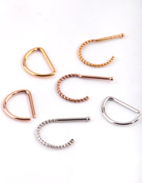 Surgical Steel Mixed Metal Textured Nose Piercing 6-Pack - link has visual effect only