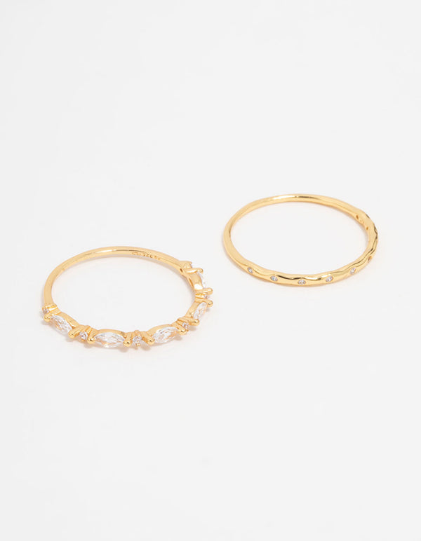 Gold Plated Sterling Silver Marquise Ring Set