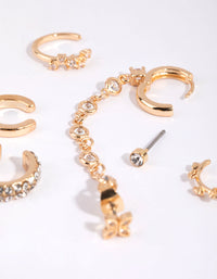 Gold Dainty Diamante Mixed Earrings Pack - link has visual effect only